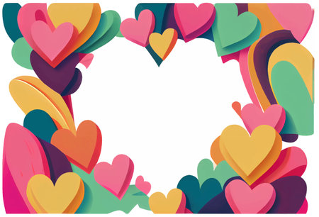sticker cartoon style heart shape frame isolated on white background . Cartoons flat vector illustrationのイラスト素材