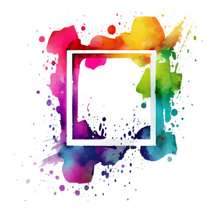 vector illustration of colorful frame watercolor splash isolated on white backgroundのイラスト素材