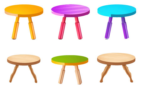 set vector illustration of colorful chairs isolated on white backgroundのイラスト素材