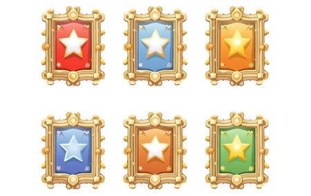 set vector pixel illustration of winner golden trophy victory game champion uiのイラスト素材