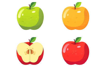 set vector illustration of ripe apple isolated on white backgroundのイラスト素材