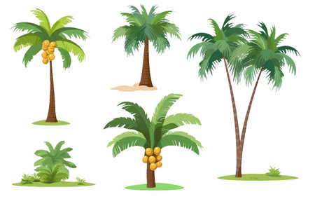 set vector collection illustration of palm tree tropical isolated on white backgroundのイラスト素材