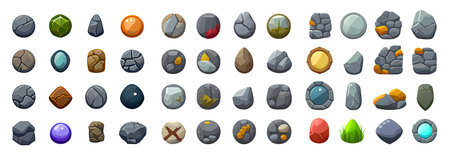 set vector illustration of ui gem stones isolated on white backgroundのイラスト素材