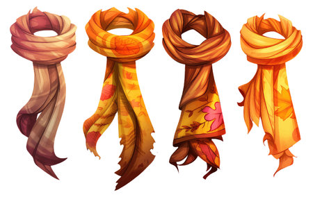 set vector illustration of casual autumn outfit elements isolated on white baclgroundのイラスト素材