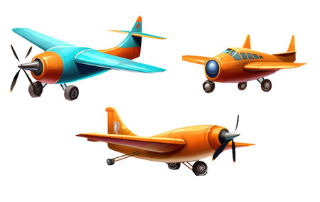 ui set vector illustration of cute jet plane for farmer isolated on white backgroundのイラスト素材
