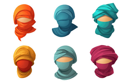 ui set vector illustration of head scarf turban isolated on white backgroundのイラスト素材