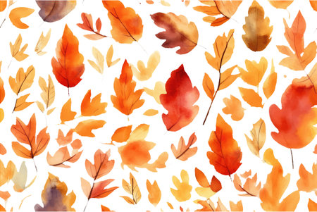 watercolor set vector illustration of red orange leaves isolate on white backgroundのイラスト素材