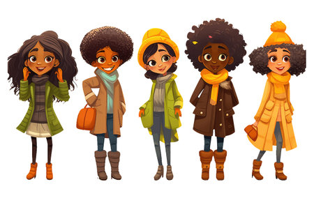 set vector illustration of casual autumn outfit elements isolated on white baclground