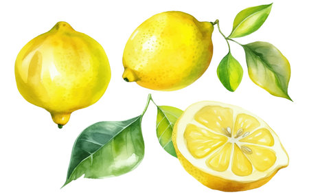 set vector watercolor illustration of ripe lime isolated on white backgroundのイラスト素材