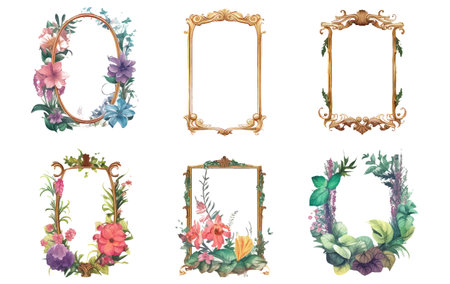 watercolor set vector illustration autumn bouquet elements isolated on white backgroundのイラスト素材