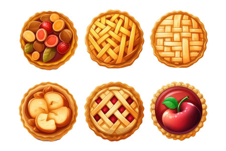 ui set vector illustration of autumn crop pie isolate on white backgroundのイラスト素材
