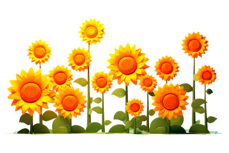 sunflower background in cartoon style for video game isolated on white backgroundのイラスト素材