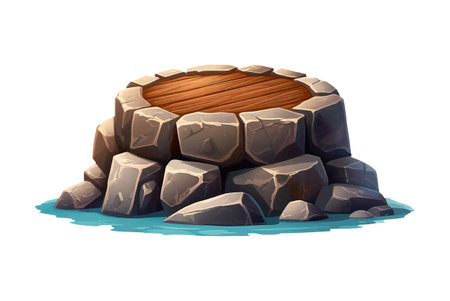 cartoon stone podium on white background in flat style for iconのイラスト素材