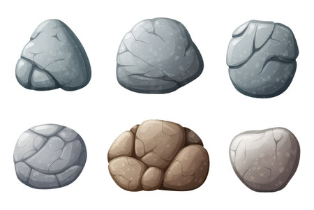 set stone button in cartoon style for video game isolated on white backgroundのイラスト素材
