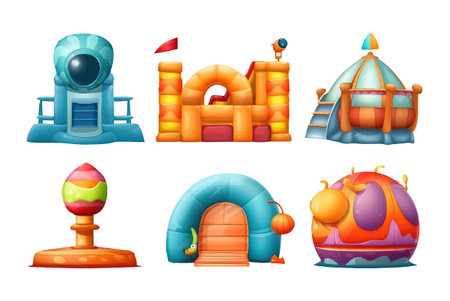 set child playground in cartoon style for video game isolated on white backgroundのイラスト素材