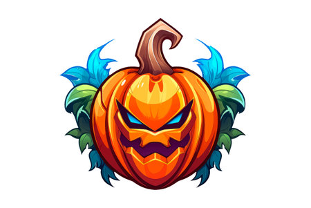 cartoon autumn pumpkin on white background in flat style for iconのイラスト素材