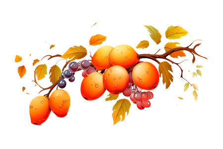 cartoon autumn branch on white background in flat style for iconのイラスト素材