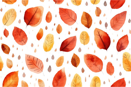 watercolor set vector illustration of autumn leaves isolate on white backgroundのイラスト素材