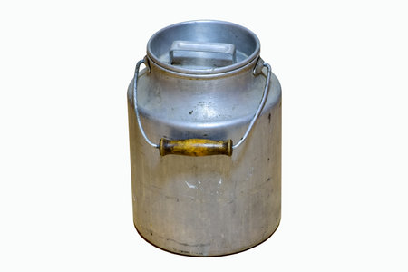Can be used as an alternative to using plastic containers. Isolated on white background. Milk containerの写真素材