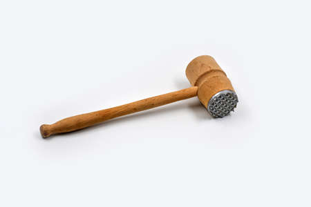 Wooden meat tenderizer mallet, double sided flat and aluminum meat hammer, light kitchen toolsの写真素材