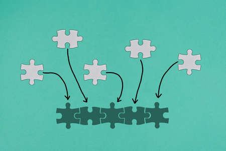 Solution scheme for the team to achieve the goals, how to build a business process from a set of elementsの写真素材