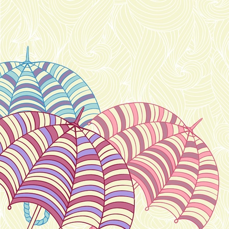 Design ellement with cute umbrellas  Vector illustration のイラスト素材