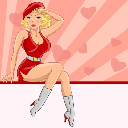 Cartoon female soldier gives honorのイラスト素材