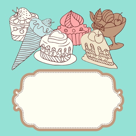 frame with and sweet little cupcakes のイラスト素材