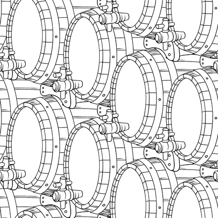 Barrel and cup seamless background illustration のイラスト素材