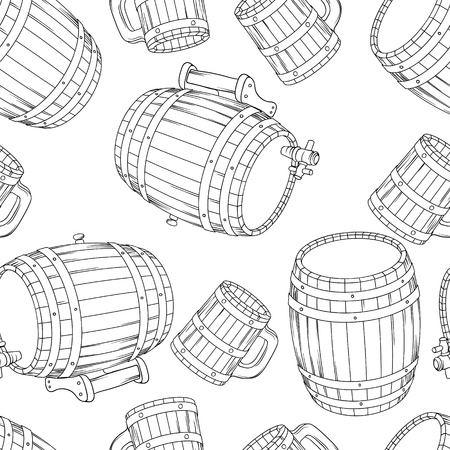 Barrel and cup seamless background illustration のイラスト素材