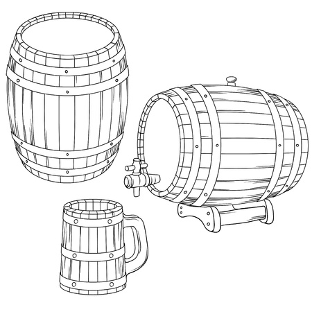 illustration of a barrel, mug isolated on white のイラスト素材