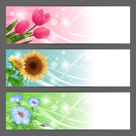 floral illustration background  Horizontal banner のイラスト素材