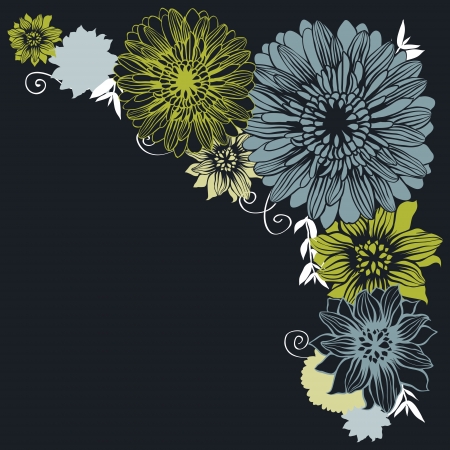 Floral background with hand draun flowersのイラスト素材