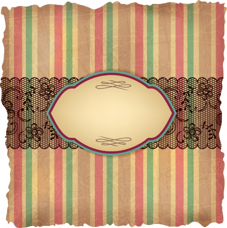 Vintage background with stripes and lace  Old paper のイラスト素材