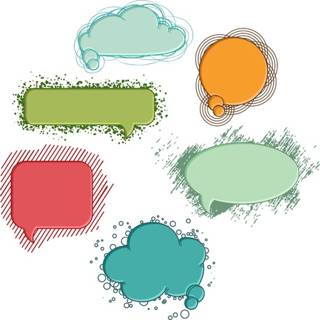 Collection of colorful speech bubbles and dialog balloonsのイラスト素材