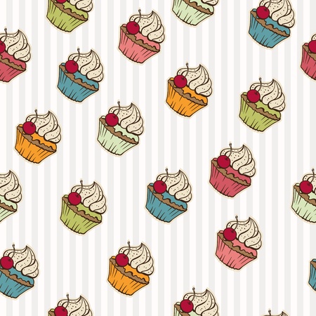 Seamless pattern made of cupcakes  Vintage background のイラスト素材