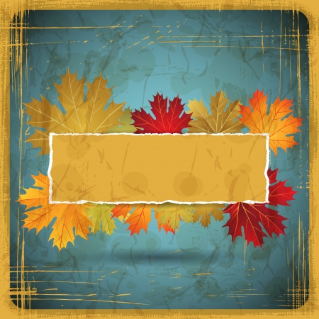  Autumn leaves grunge background のイラスト素材