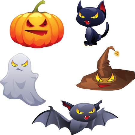 Vector collection of Halloween-related objects and creatures のイラスト素材