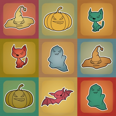  background of Halloween-related objects and creatures のイラスト素材