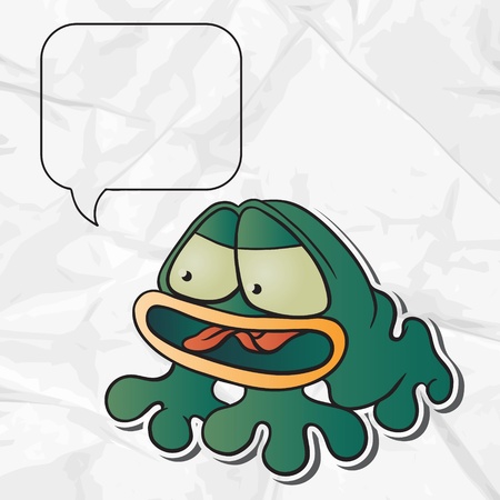 EPS 8 crumpled paper background with vector frog のイラスト素材