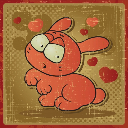 EPS 8 vintage background with vector rabbit のイラスト素材