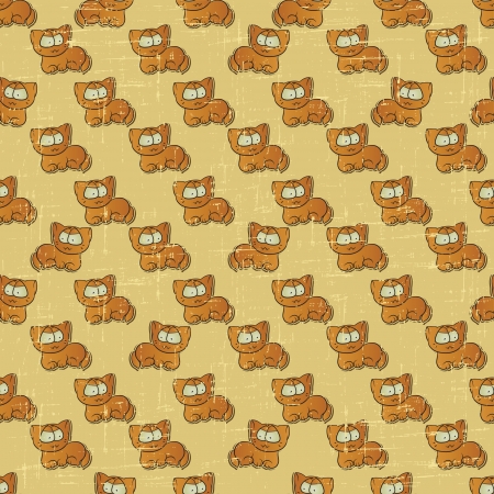 Vintage vector seamless pattern with cartoon cats のイラスト素材