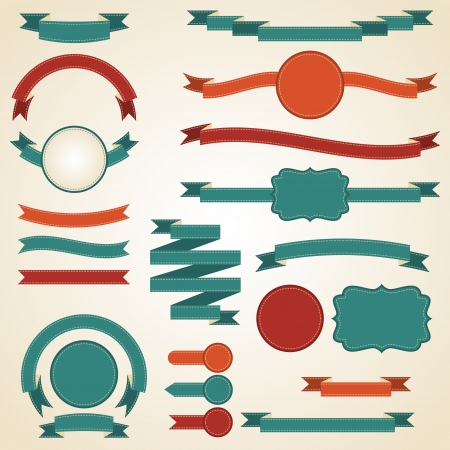 Set of retro ribbons and labels  Vector illustration のイラスト素材