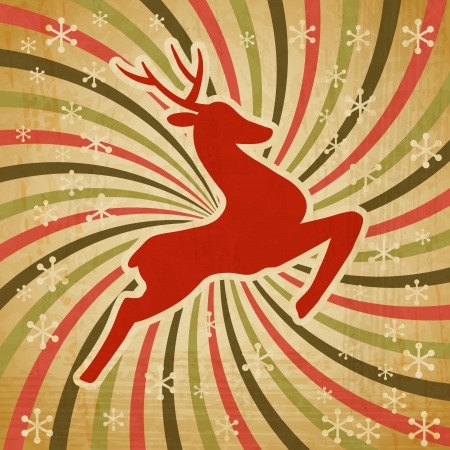 Christmas background with jumping stylized deer のイラスト素材
