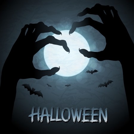 Halloween background with zombies and the moon のイラスト素材