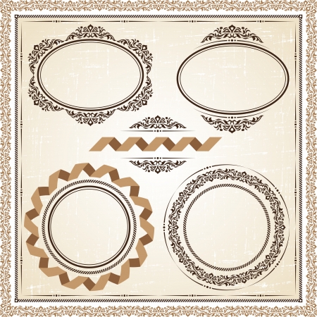 vintage frames at grunge background with retro ornament のイラスト素材