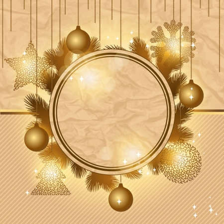 Elegant Christmas background with gold evening balls のイラスト素材