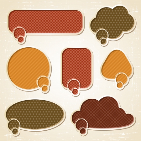 Textured speech bubbles and stickers set in retro style のイラスト素材
