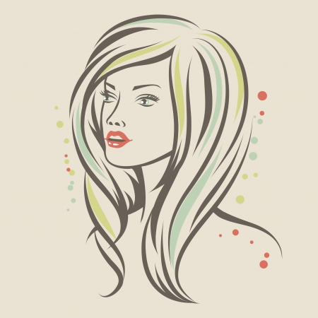 Fashion girl portrait  Beautiful woman with long hair のイラスト素材