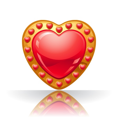 Glossy big red jewelry heart illustration のイラスト素材